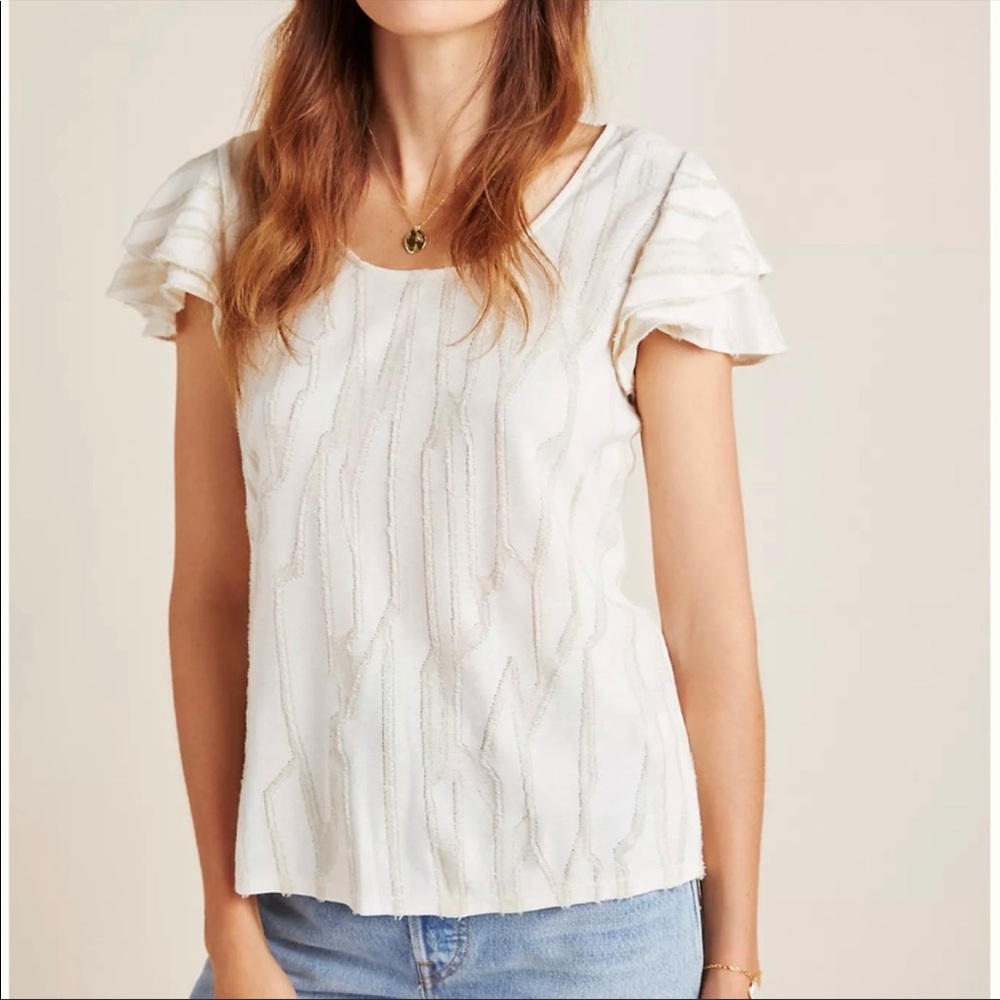 Anthropologie Dolan textured ruffle shirt sz small